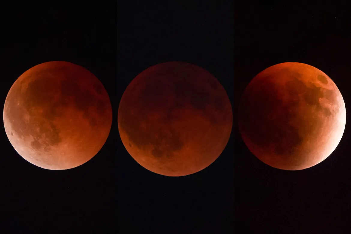 “Blood Moon 2025 total lunar eclipse glowing red over night sky”